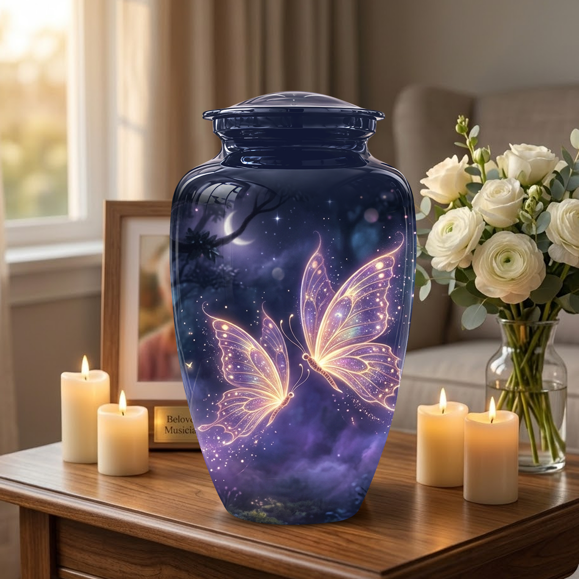 Purple Butterfly Cremation Urn - Beautiful Urns for Women Ashes