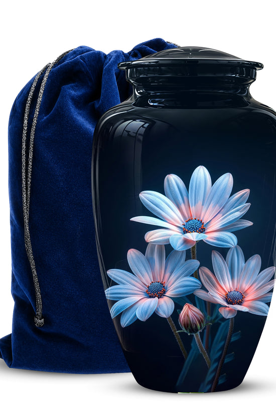 Blue Flower Memorial  Urn - Beautifully Crafted Urns To Tribute Ashes