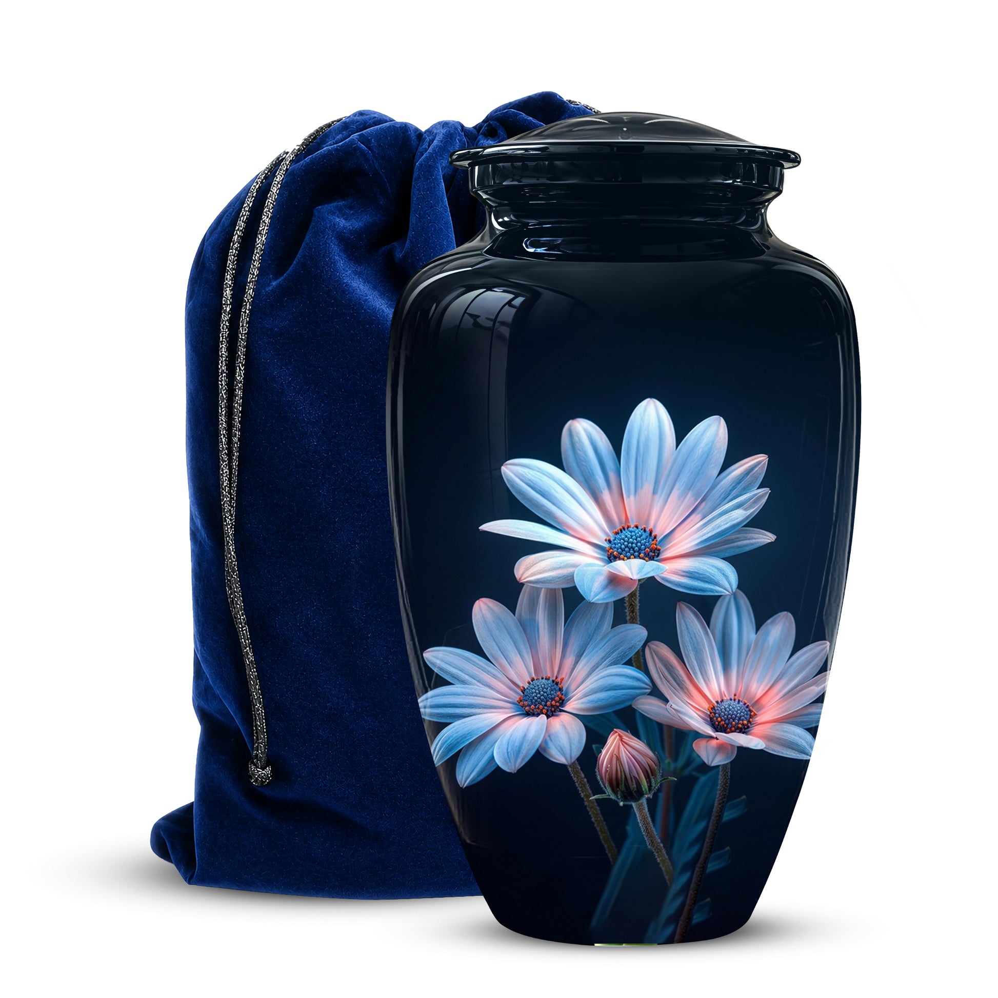 Blue Flower Memorial  Urn - Beautifully Crafted Urns To Tribute Ashes