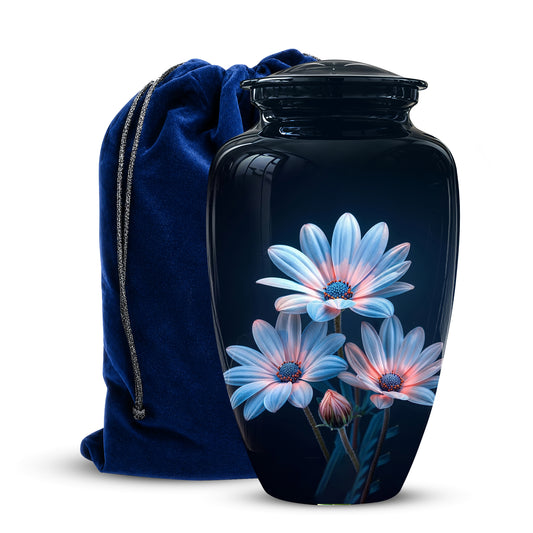 Blue Flower Memorial  Urn - Beautifully Crafted Urns To Tribute Ashes
