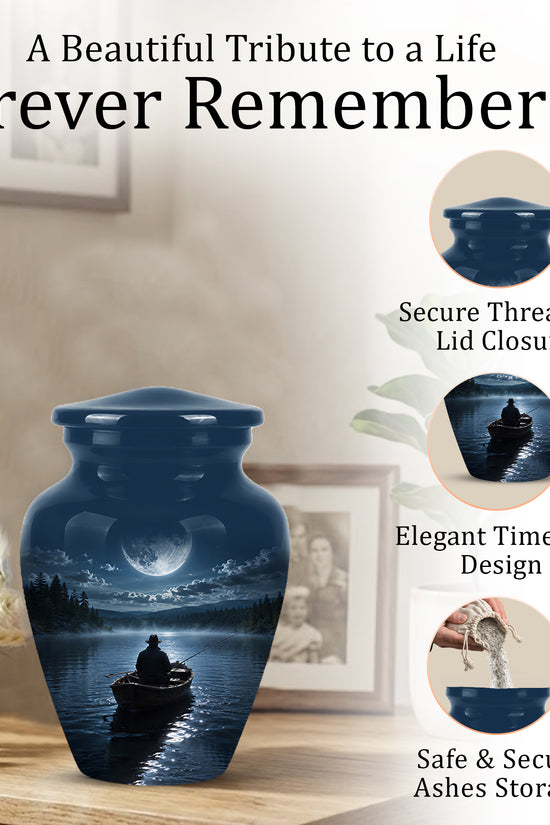 Fishing Memorial Urn - Affordable Night Fishing Themed Urns For Ashes