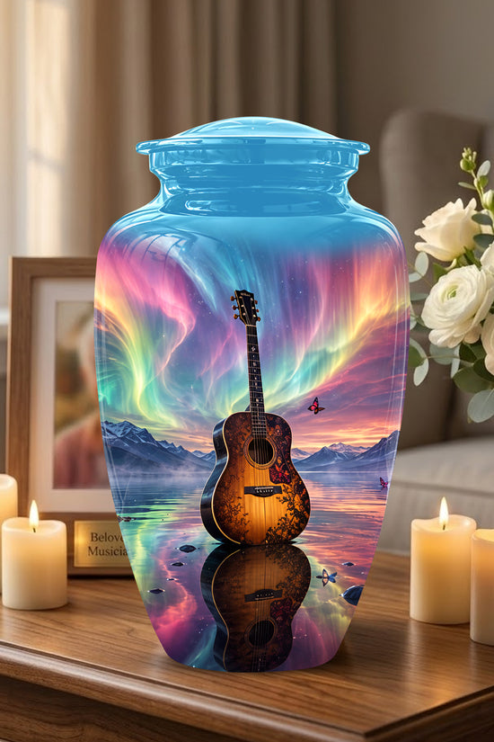 Guitar Aurora Borealis Urn - Classic Memorial Urns For Music Lovers