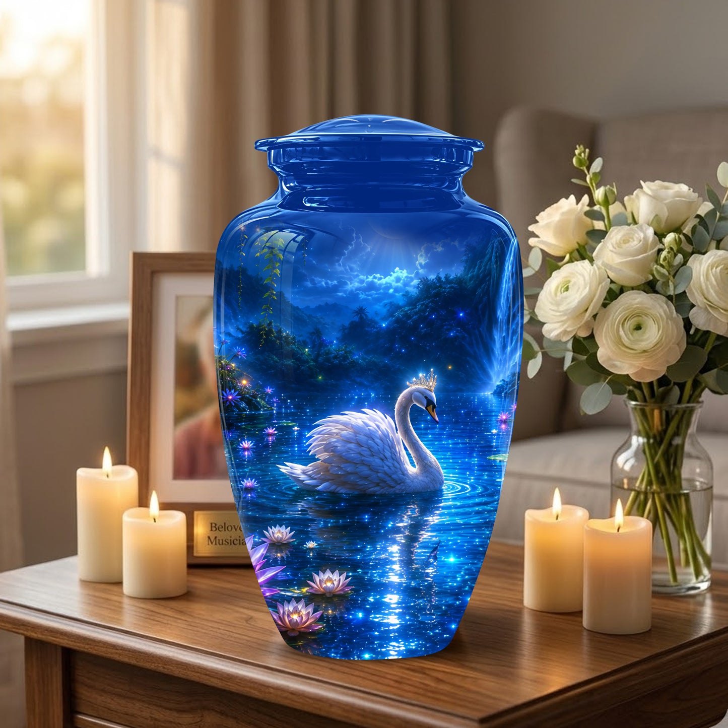 White Swan Memorial Urn - Custom Cremation Urns For Men & Women Ashes