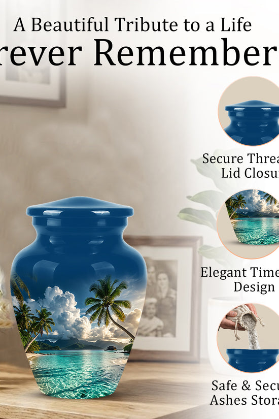 Tropical Beach Cremation Urn - Custom Memorial Urns For Women Ashes