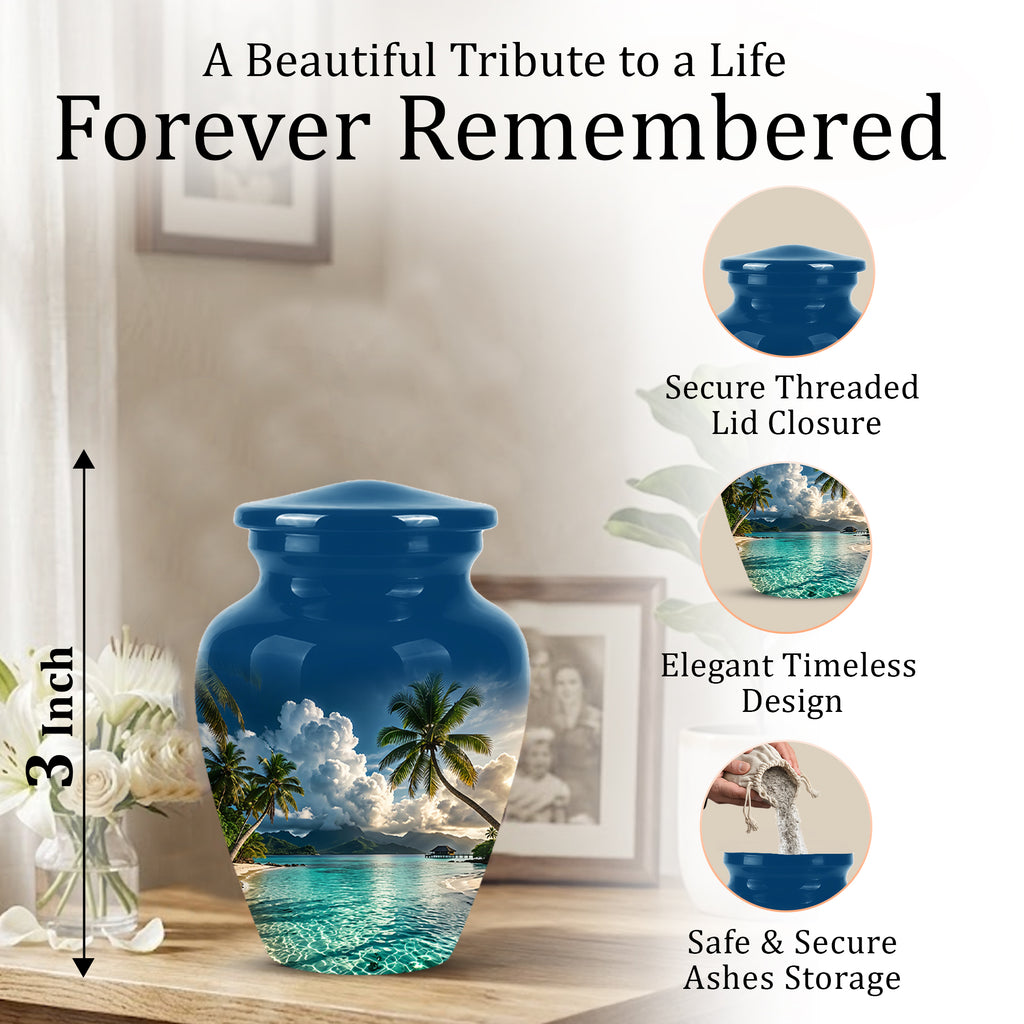 Tropical Beach Cremation Urn - Custom Memorial Urns For Women Ashes