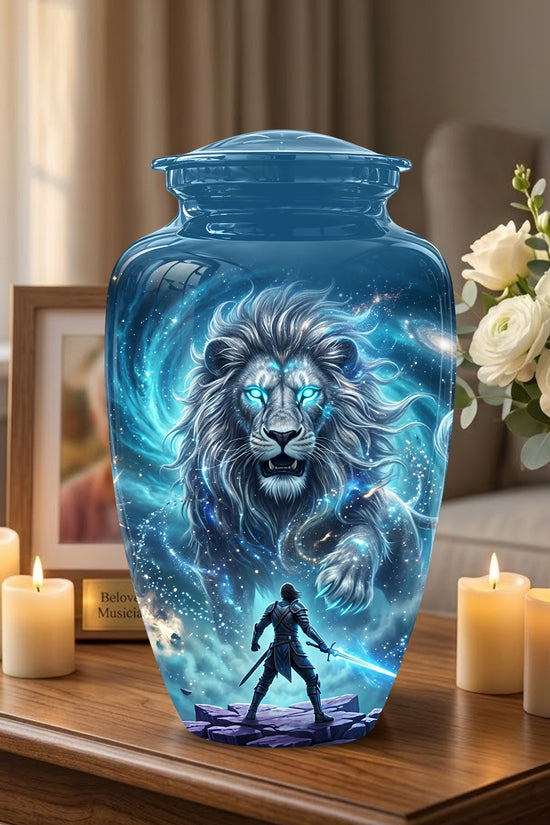 Celestial Cosmic Lion Cremation Urn - Lion Adult Male Memorial Tribute Urn