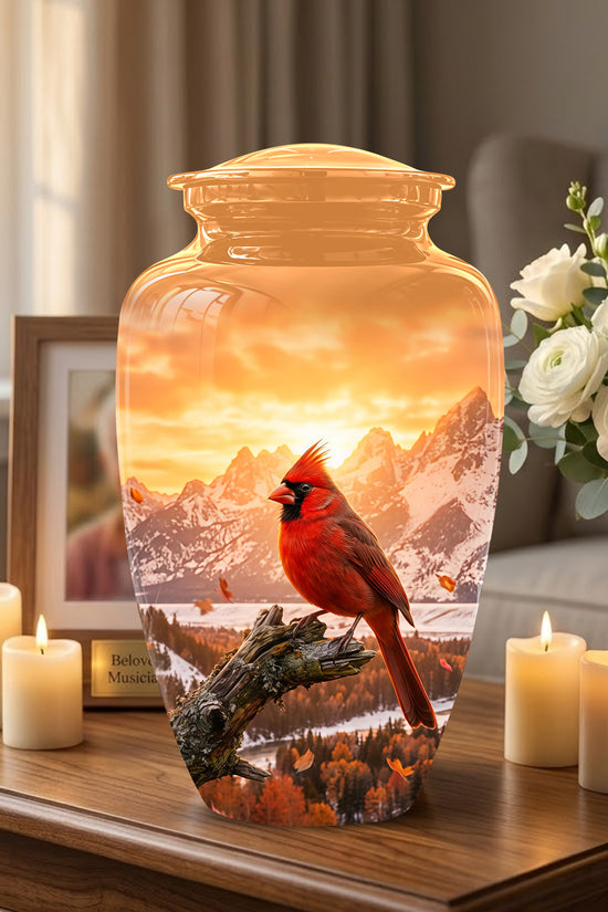 Red Cardinal Bird Burial Urn - Personalized Handcrafted Urns For Ashes
