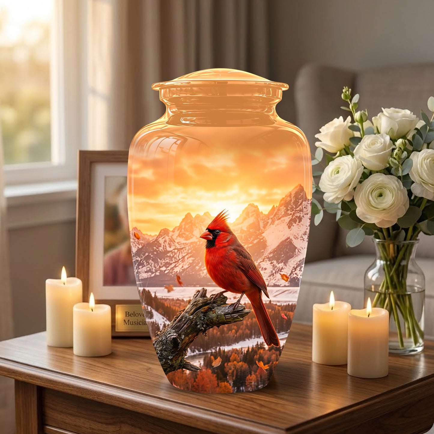 Red Cardinal Bird Burial Urn - Personalized Handcrafted Urns For Ashes