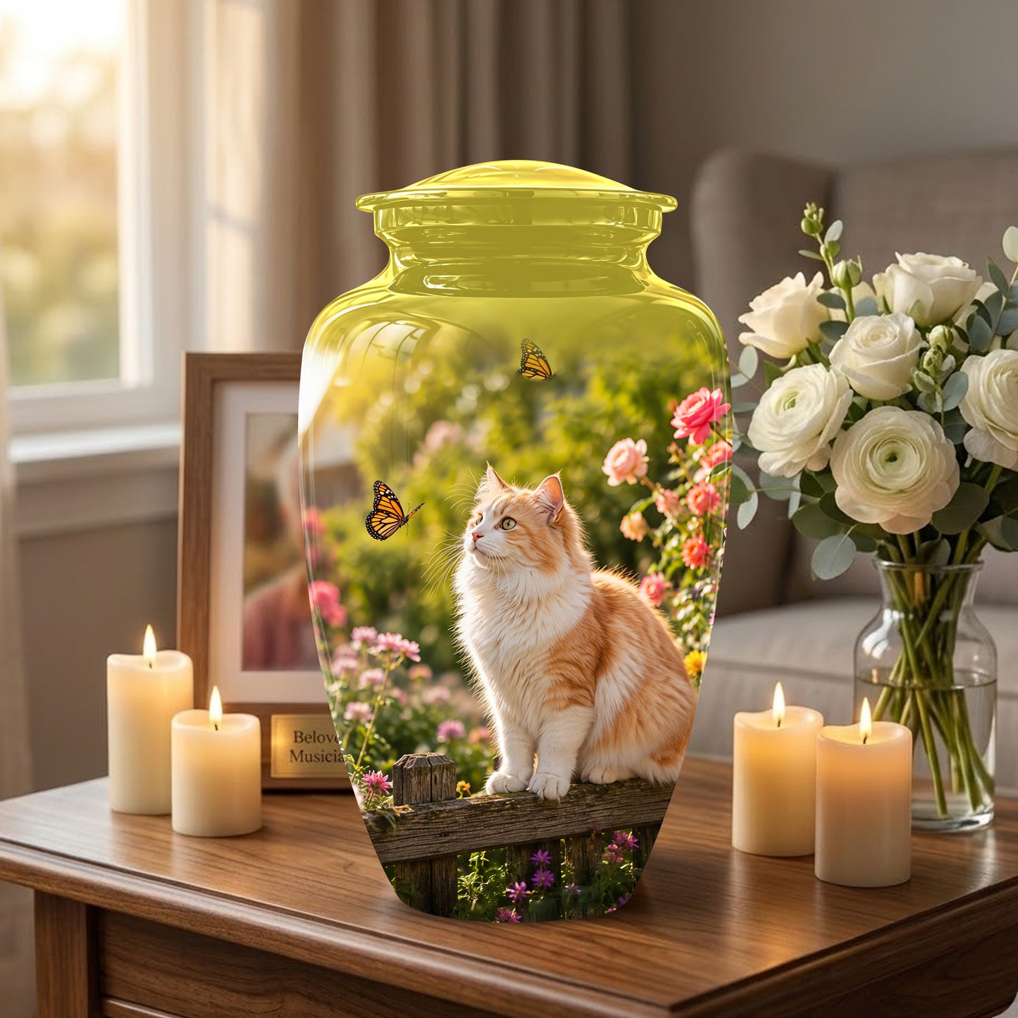 Orange Cat Cremation Urn - Beautiful Eternal Tribute Urn For Pet Ashes