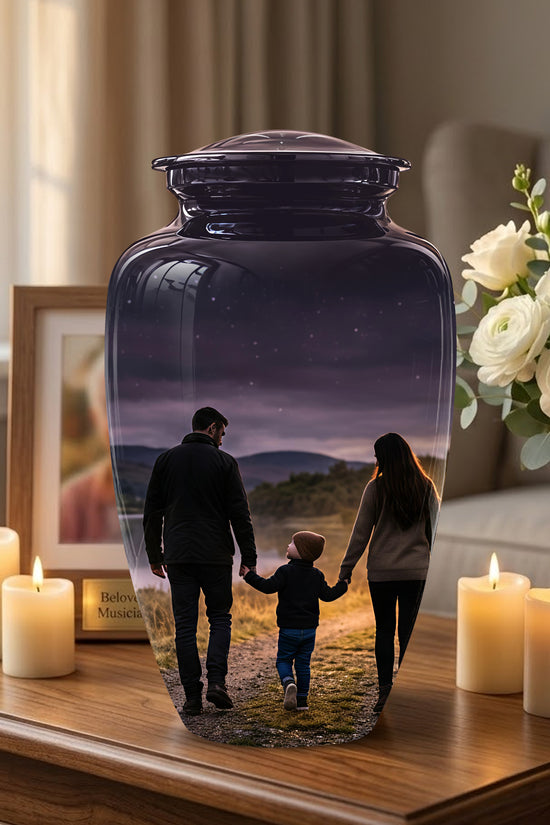 Dad, Son & Mom Cremation Urn - Artistic Night Burial Urns For Human Ashes