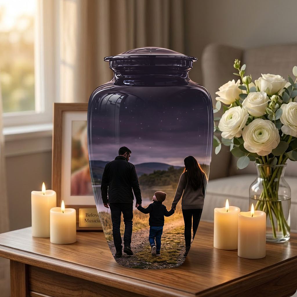 Dad, Son & Mom Cremation Urn - Artistic Night Burial Urns For Human Ashes