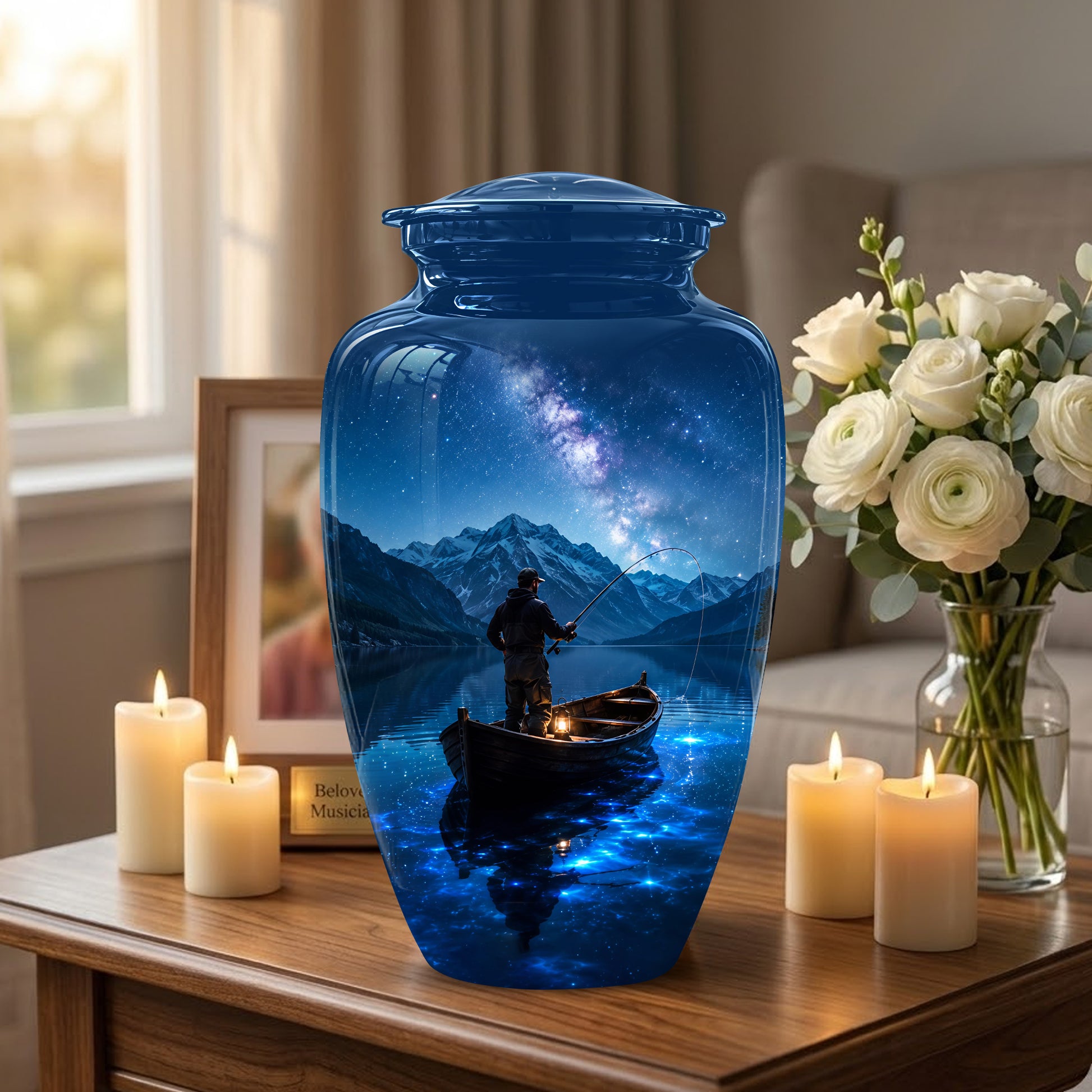 Fisherman Memorial Urn - Night Fishing Urns For Men & Women Ashes
