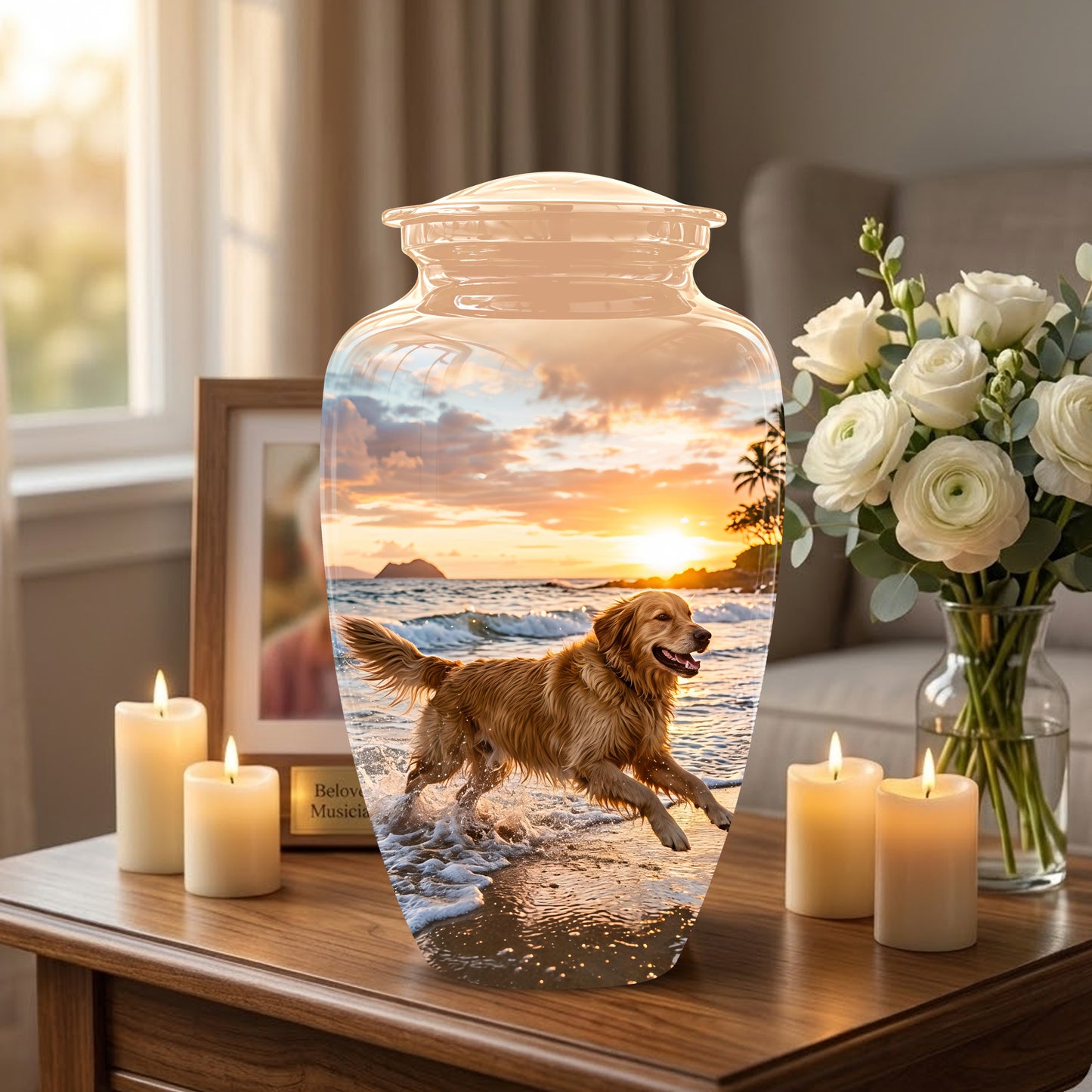 Golden Retriever Themed Urn - Personalized Memorial Urns For Pet Dog