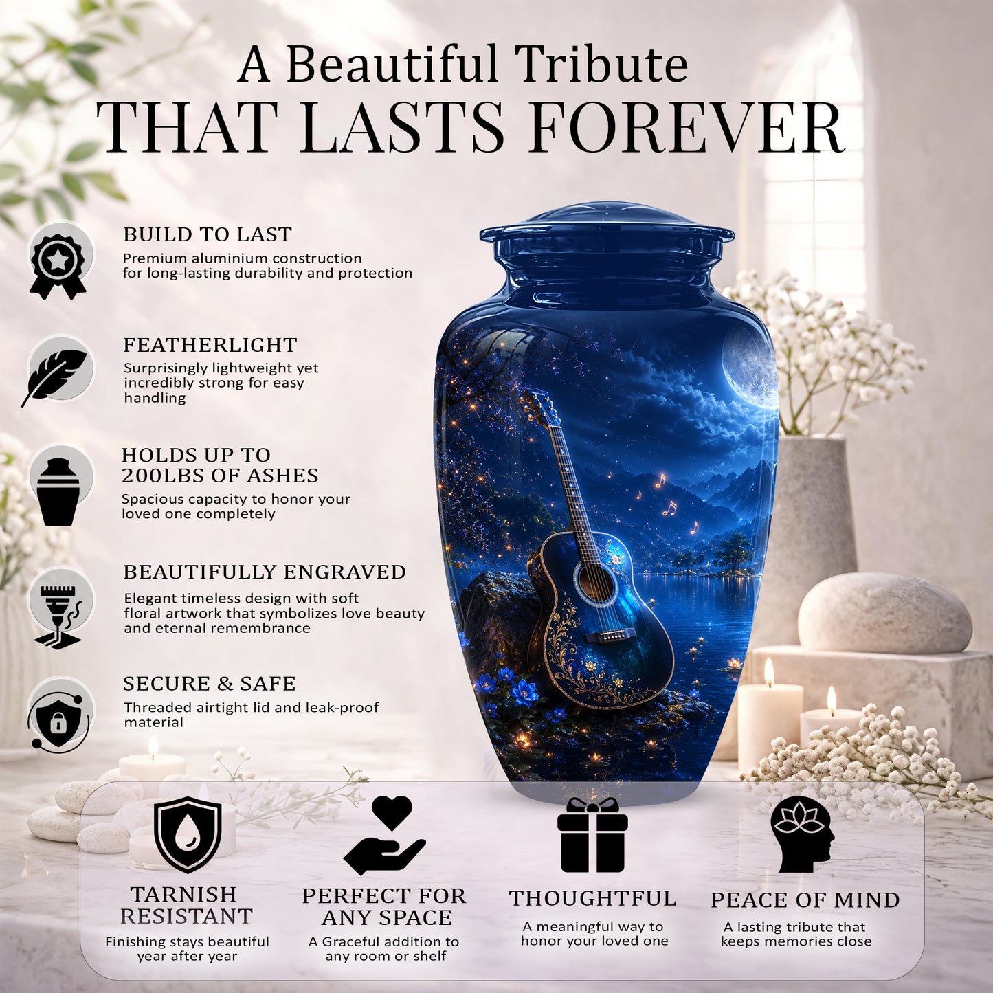 Acoustic Guitar Cremation Urn - Custom Guitar Urns For Human Ashes