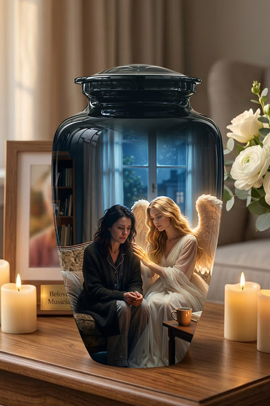 Black Angel Burial Urns - Personalized Memorial Urns For Mother Ashes