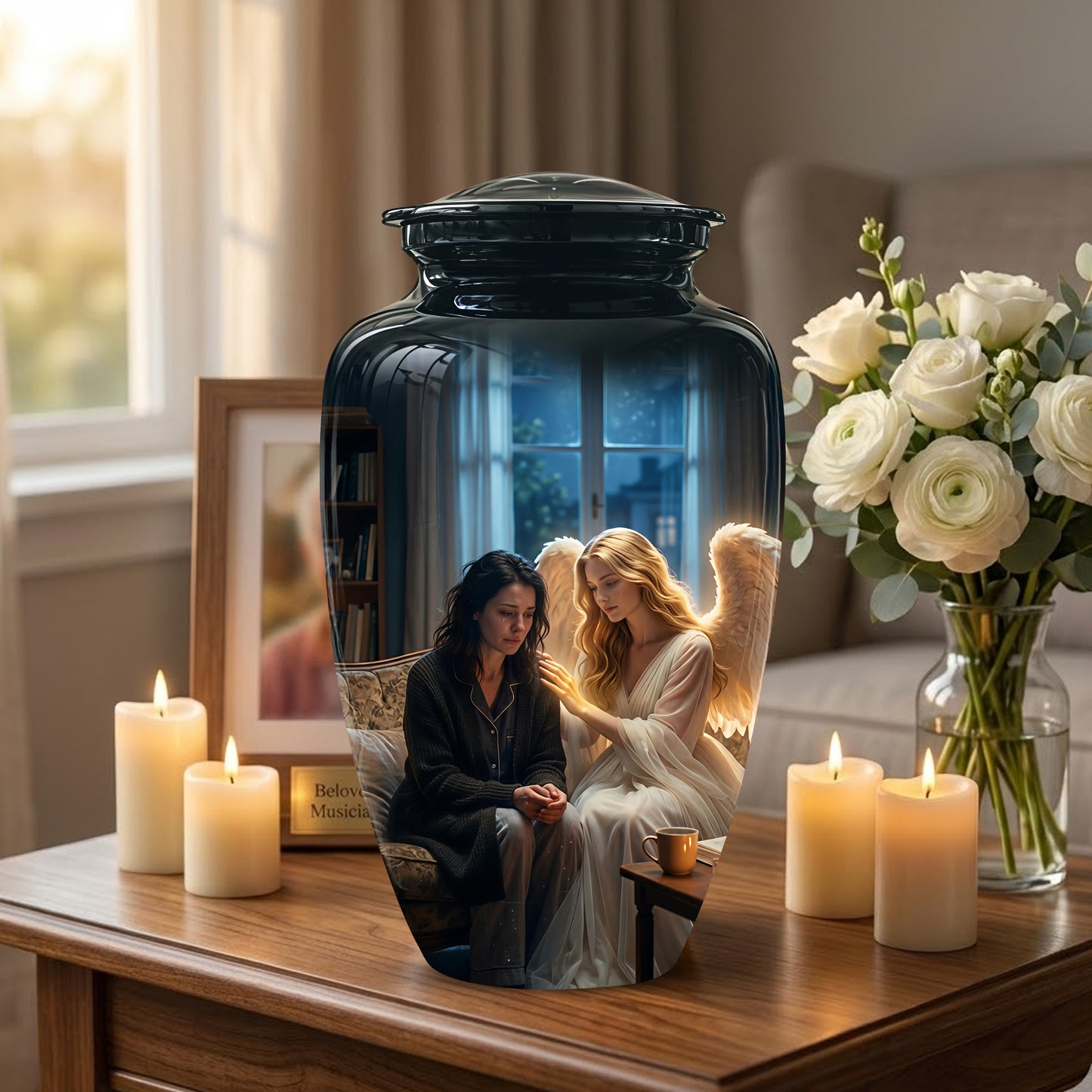 Black Angel Burial Urns - Personalized Memorial Urns For Mother Ashes
