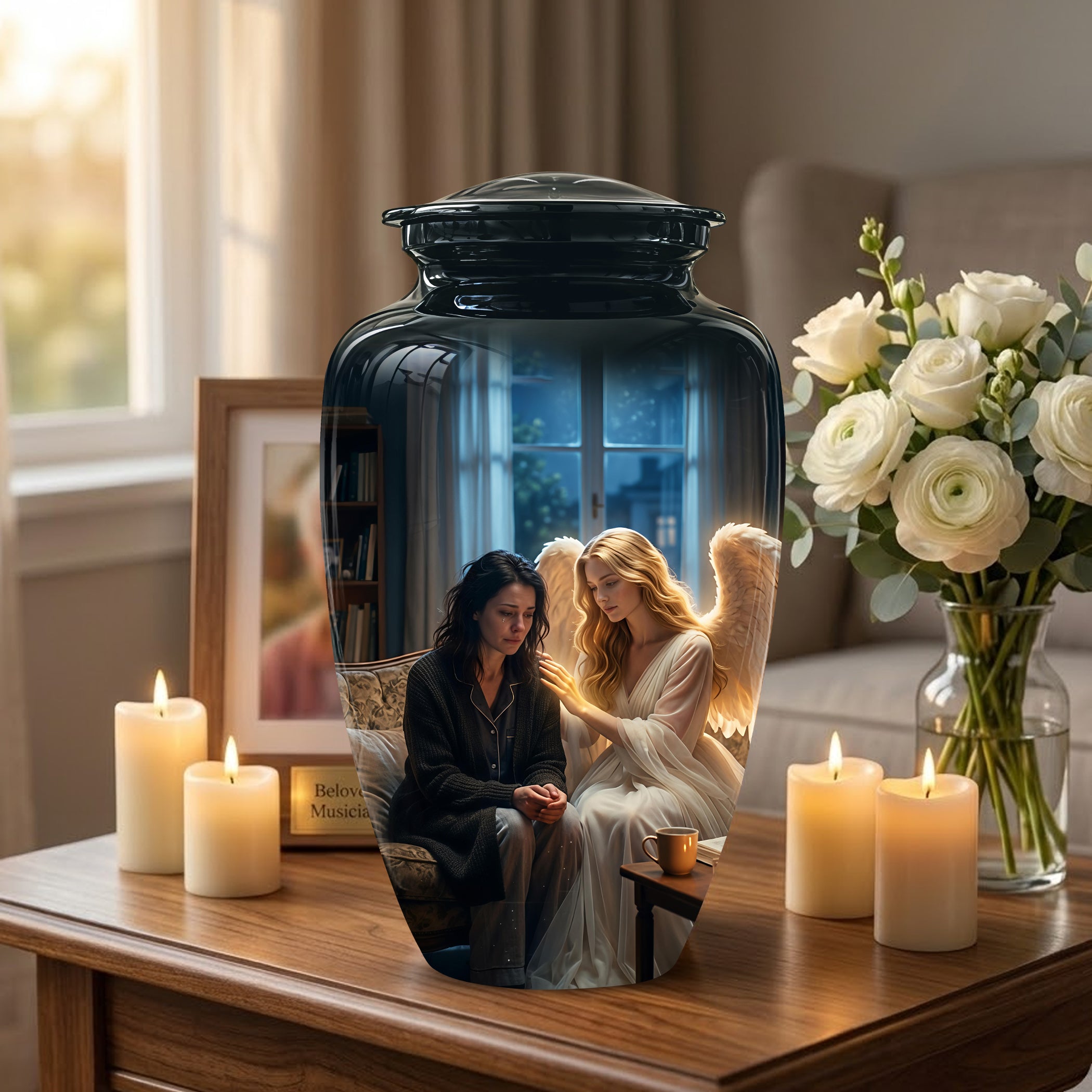 Black Angel Burial Urns - Personalized Memorial Urns For Mother Ashes