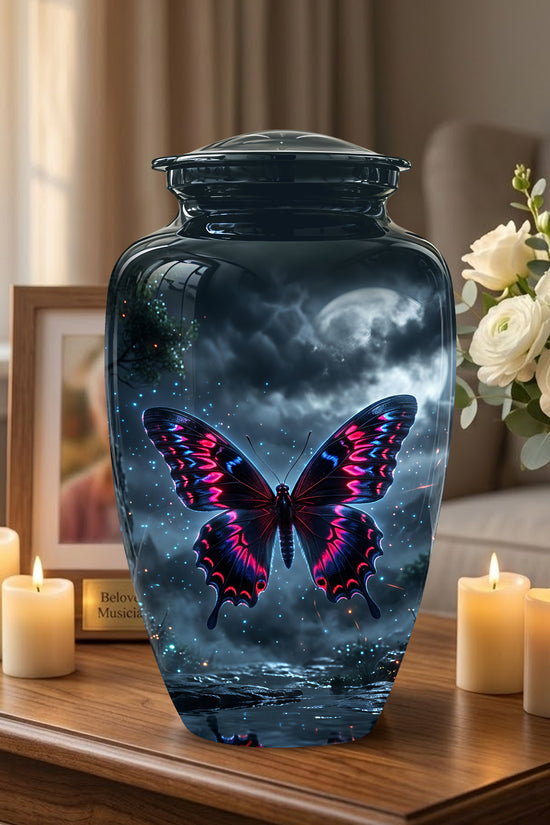 Colorful Butterfly Cremation Urn - Personalized Black Memorial Urns