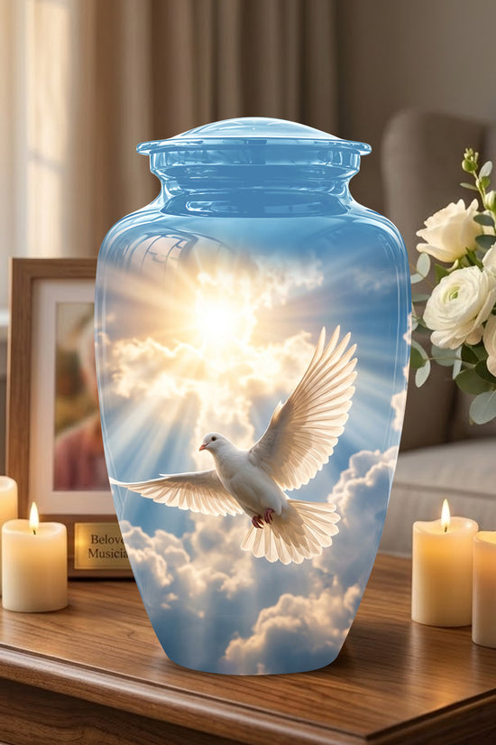 White Dove Bird Themed Urn - Custom Handcrafted Memorial Urns For Ashes