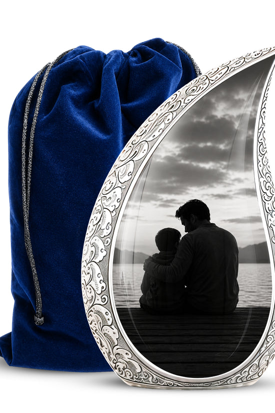 Handcrafted Father Memorial Urn - Black Personalized Urn For Dad Ashes