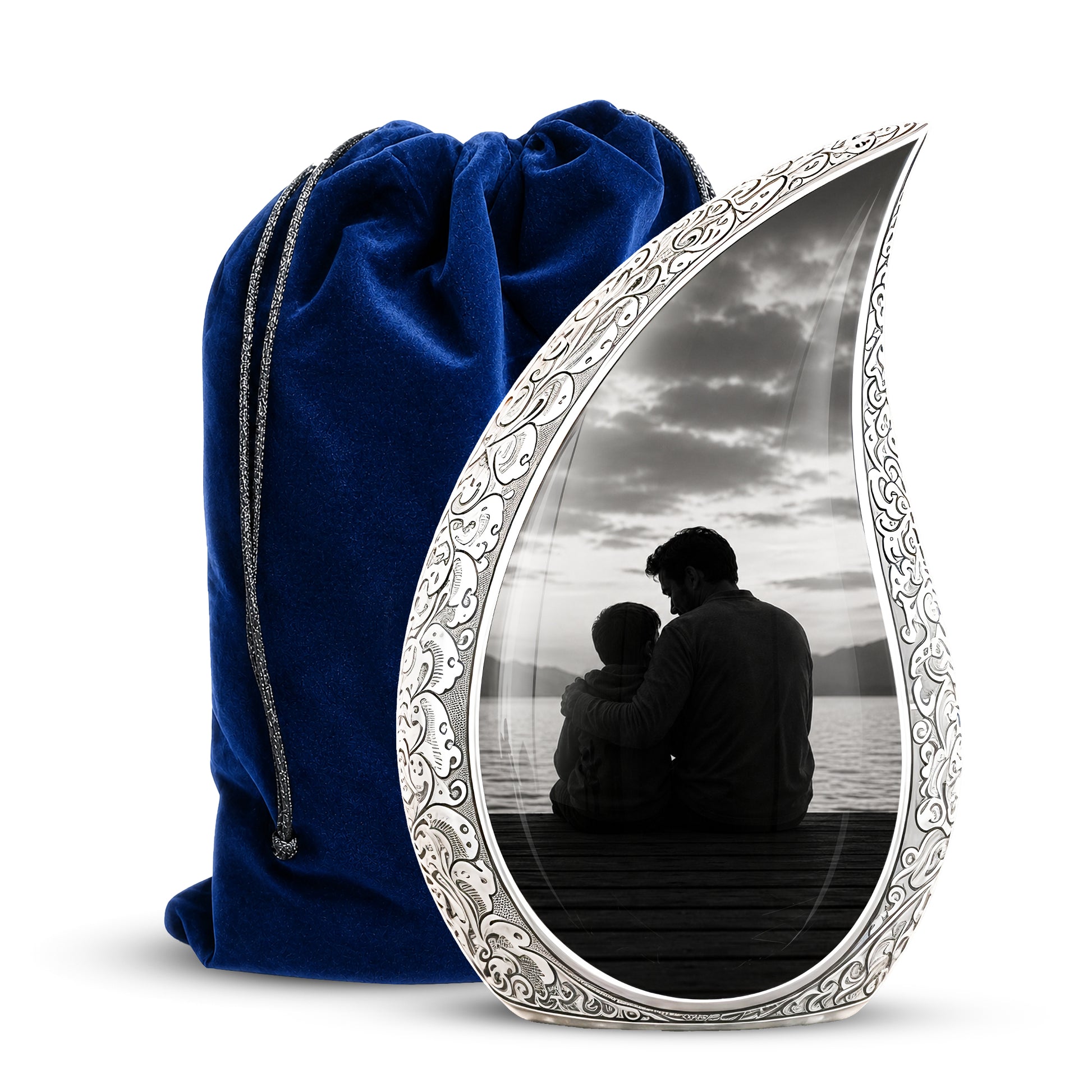 Handcrafted Father Memorial Urn - Black Personalized Urn For Dad Ashes
