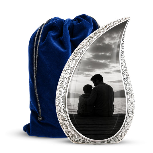 Handcrafted Father Memorial Urn - Black Personalized Urn For Dad Ashes