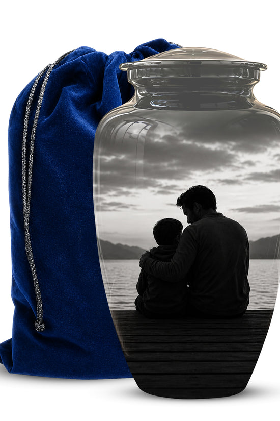 Handcrafted Father Memorial Urn - Black Personalized Urn For Dad Ashes