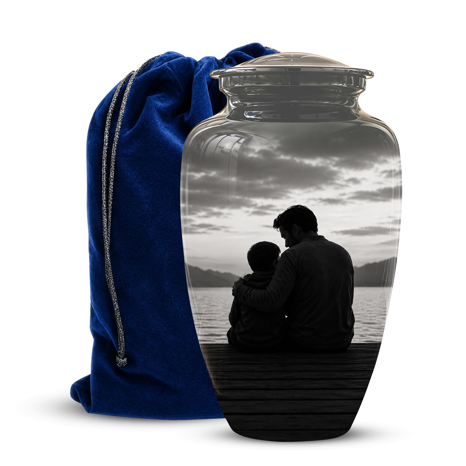 Handcrafted Father Memorial Urn - Black Personalized Urn For Dad Ashes
