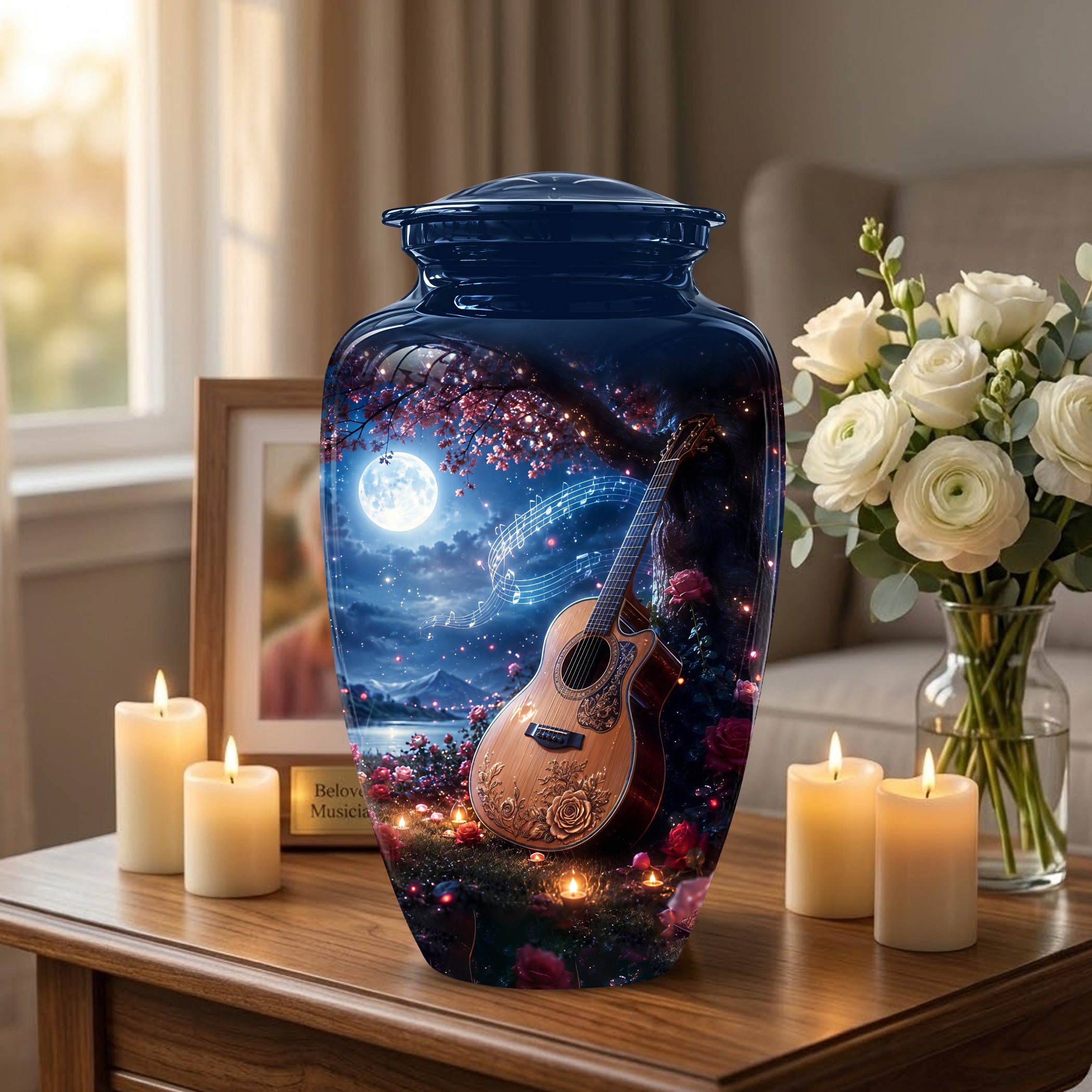 Artistic Guitar Memorial Urn - Beautifully Handcrafted Urns For Humans