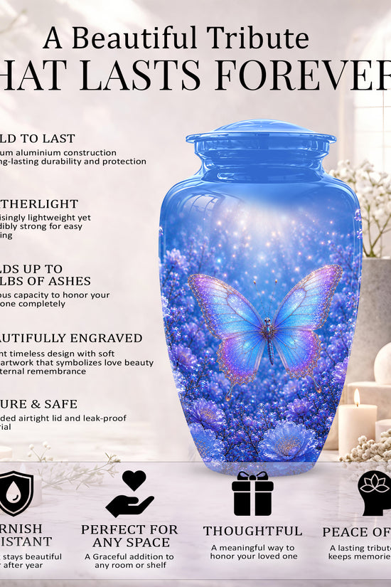 Heavenly Butterfly Memorial Urn - Blue Butterfly Urns For Women Ashes