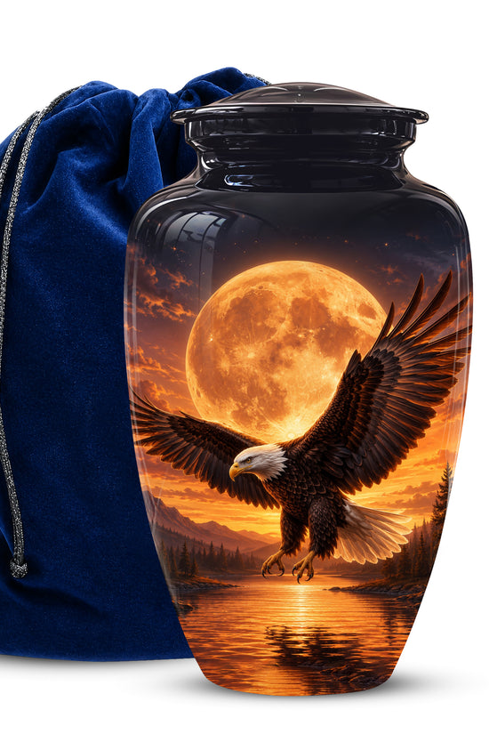 Personalized Flying Eagle Cremation Urn - Celestial Moon Memorial Urns