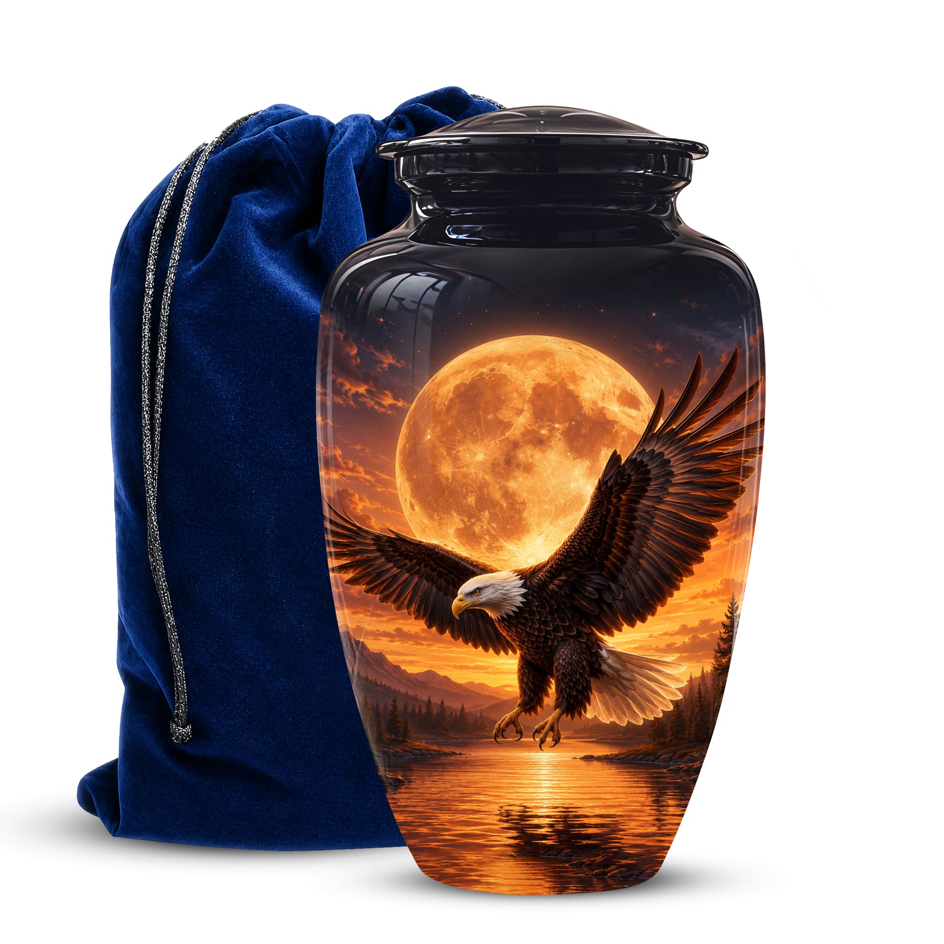 Personalized Flying Eagle Cremation Urn - Celestial Moon Memorial Urns