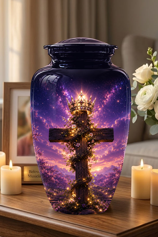Cross With Crown Cremation Urn for Ashes – Spiritual Memorial Urns