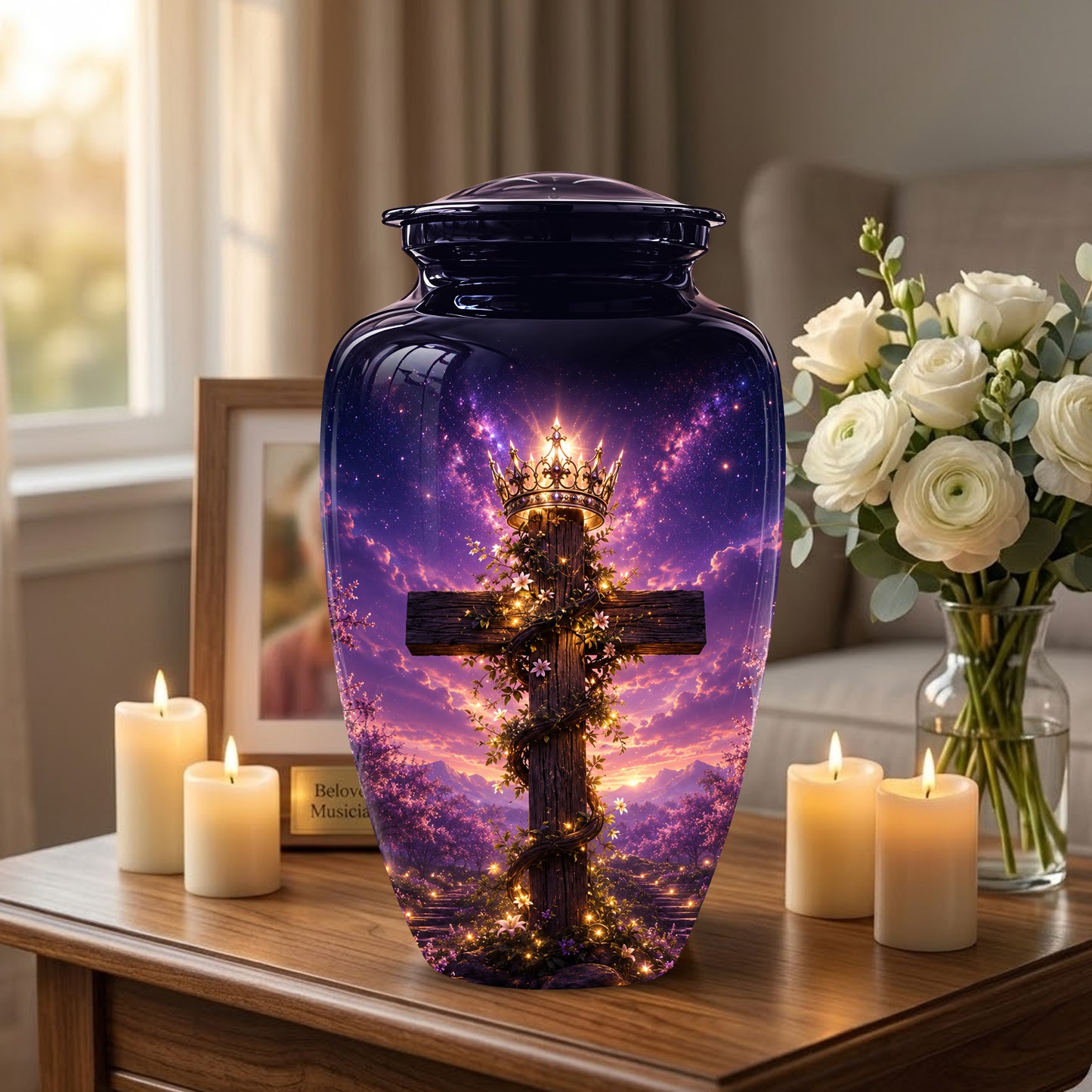 Cross With Crown Cremation Urn for Ashes – Spiritual Memorial Urns