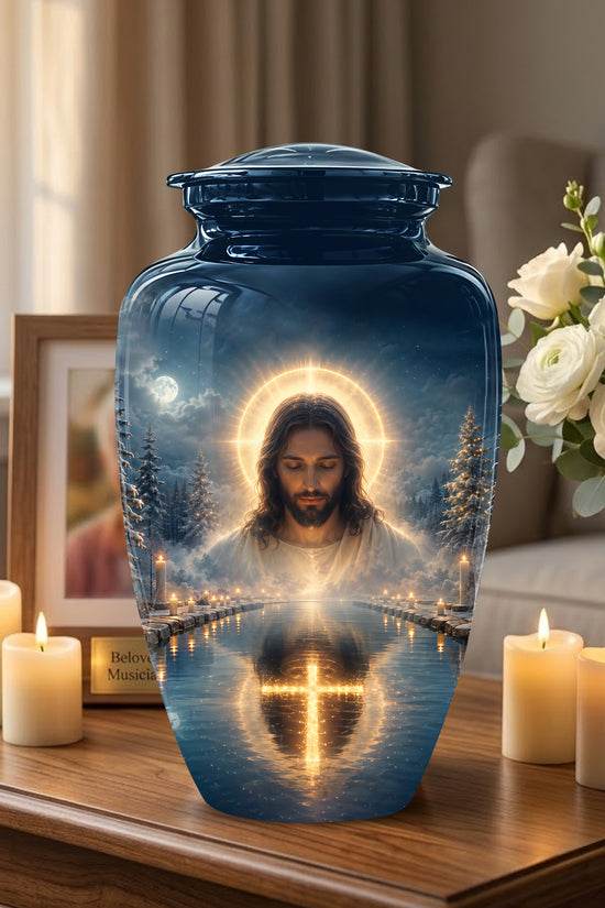 Divine Jesus Cremation Urn for Ashes – Christian Cross Memorial Urn