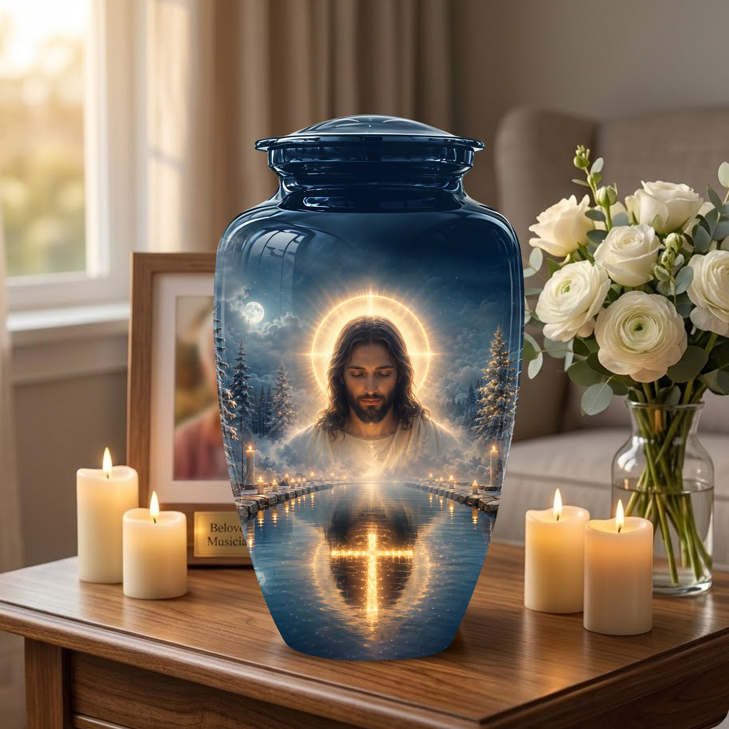 Divine Jesus Cremation Urn for Ashes – Christian Cross Memorial Urn