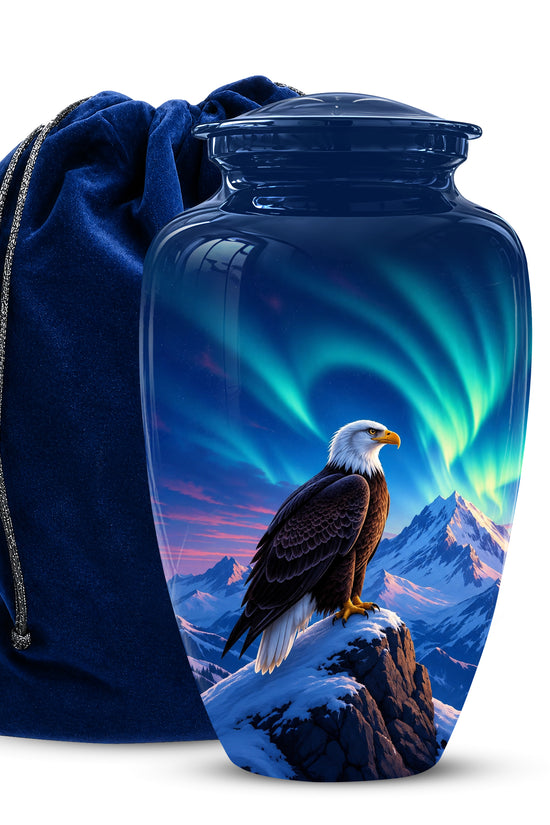 Personalized Bald Eagle Cremation Urn - Northern Lights Memorial Urns For Ashes