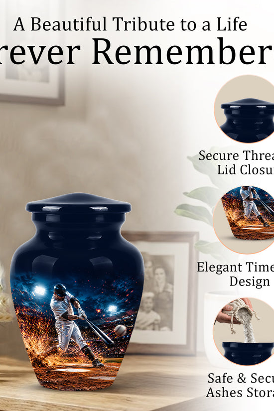 Elegant Baseball Funeral Urn - Decorative Burial Urns For Human Ashes