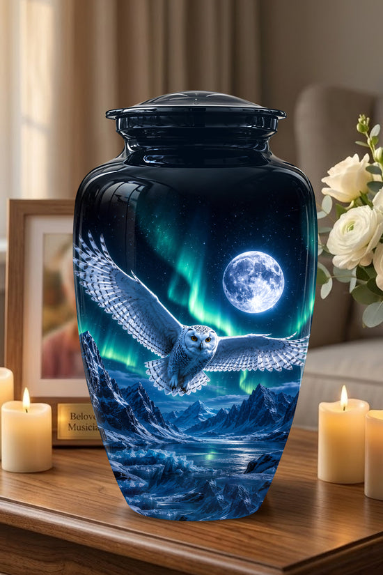 Flying Owl Adult Memorial Urn - Artistic Handcrafted Burial Urns For Ashes