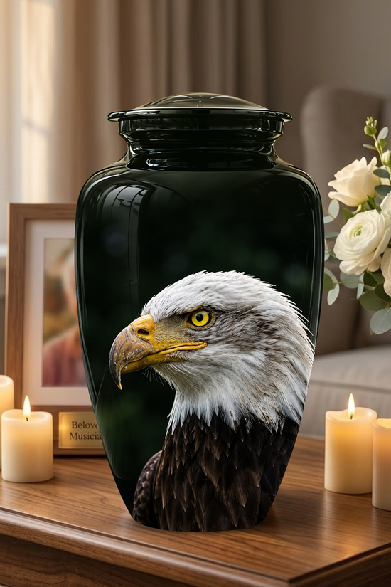 Patriotic Eagle Cremation Urn - Black Memorial Father Urns For Ashes