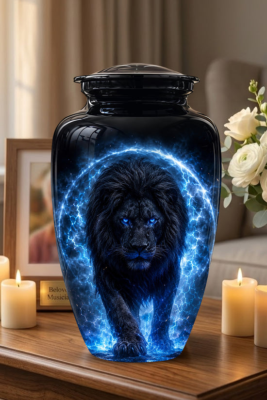 Black Lion Cremation Urns - Personalized Memorial Urns For Human Ashes