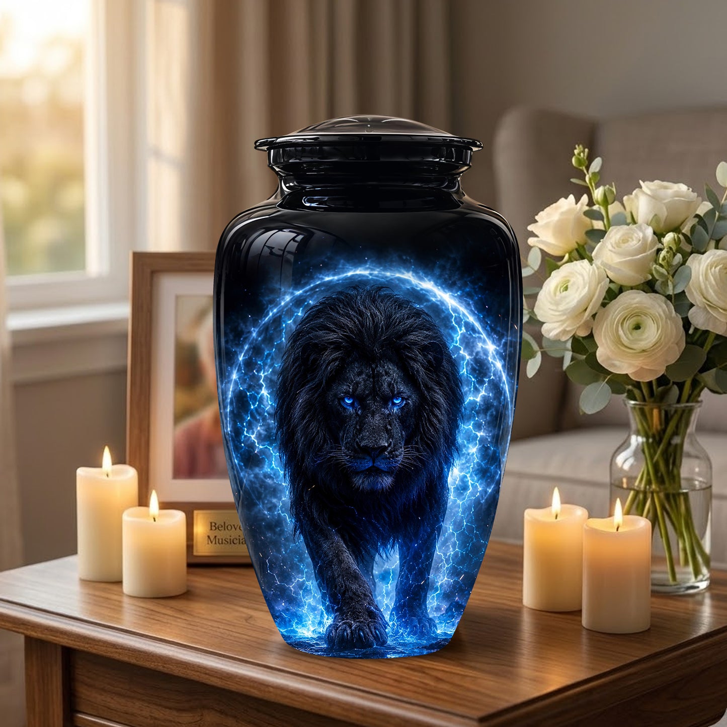 Black Lion Cremation Urns - Personalized Memorial Urns For Human Ashes