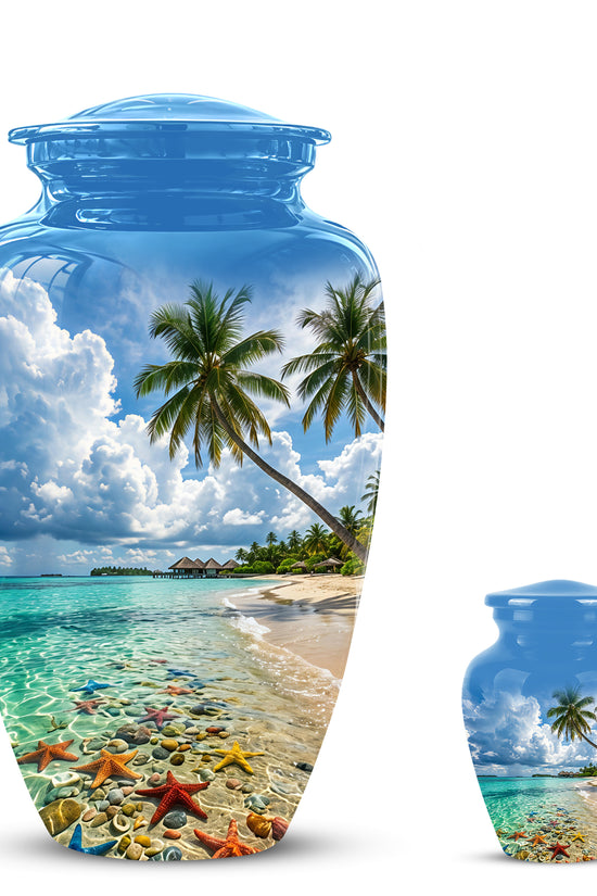 Beach Themed Burial Urn - Blue Sky Memorial Urns For Human Ashes
