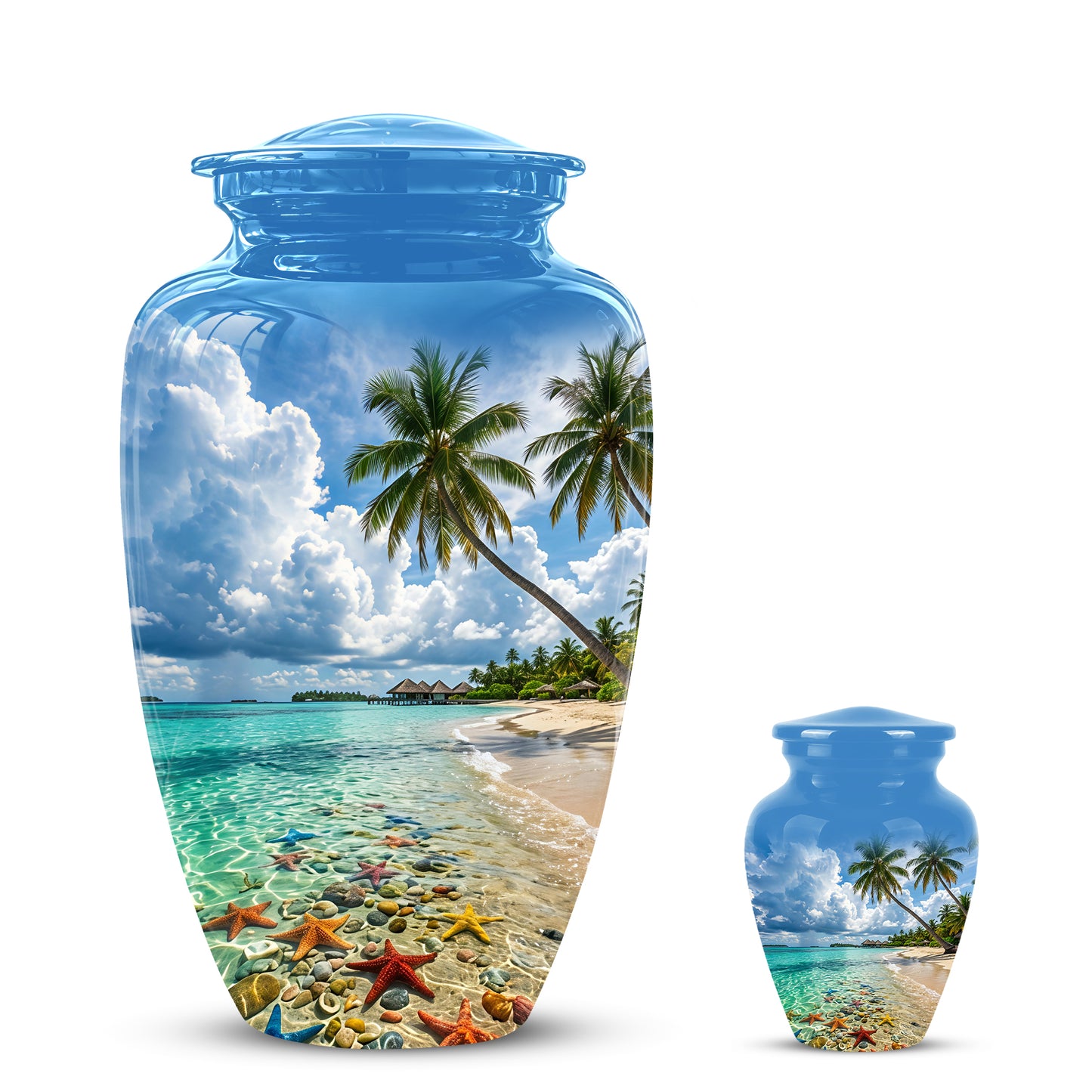 Beach Themed Burial Urn - Blue Sky Memorial Urns For Human Ashes