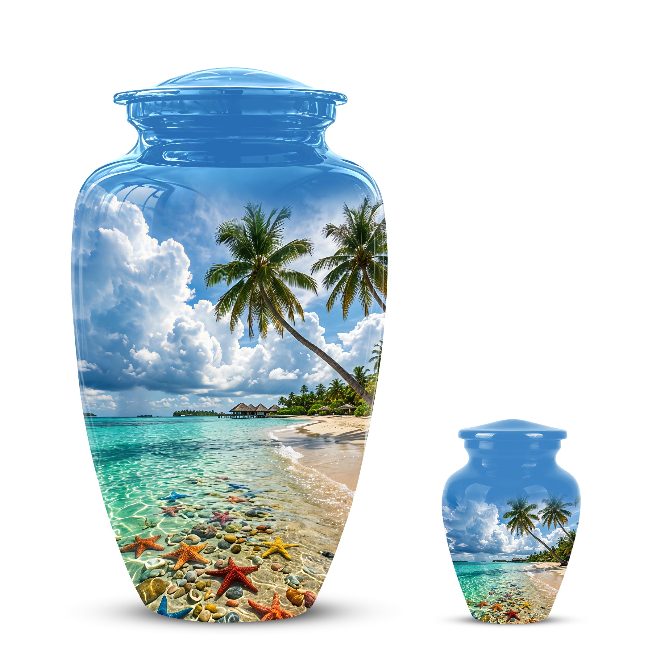 Beach Themed Burial Urn - Blue Sky Memorial Urns For Human Ashes
