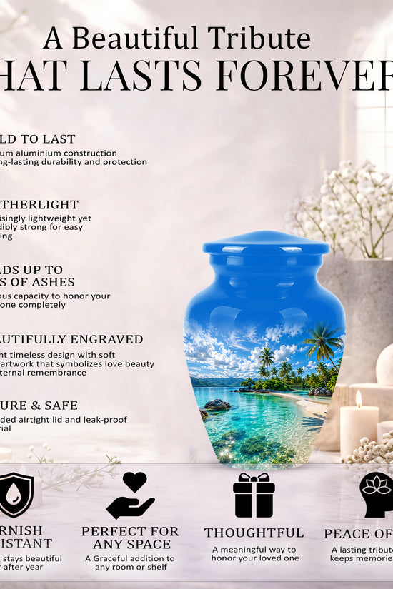 Beach Themed Burial Urn - Personalized Cremation Urns For Human Ashes