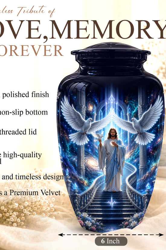 Jesus & White Dove Cremation Urn - Custom Spiritual Urns On Wholesale Price
