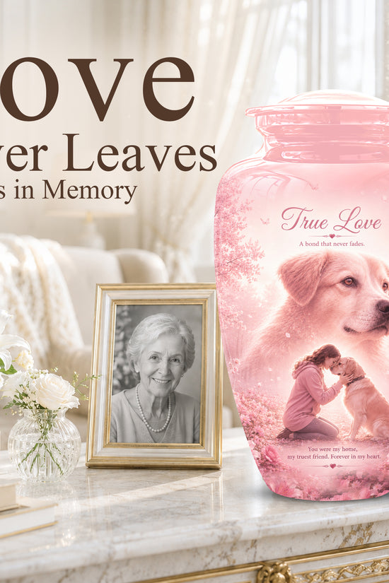 Pink Pet Dog Memorial Urn – Dog Burial Urn for Pets Ashes