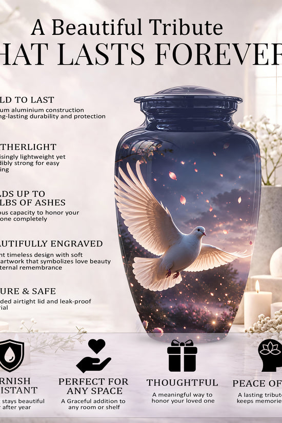 Flying White Dove Cremation Urn - Classic Memorial Urns For Adult Ashes