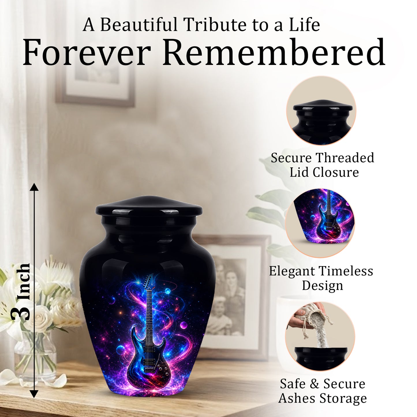 Electric Guitar Cremation Urn - Guitar Memorial Urns For Music Lovers